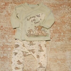 Disney Bambi Baby Cream and Green Outfit